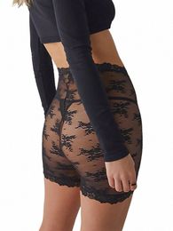 women s Sexy High Waist Floral Lace Panty Shorts Lightweight See Through Thigh Slimmers Y2k Sheer Skinny Underwear 57zR#