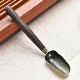 Tea Scoops 1PC Spoon Ebony Teaspoon Solid Wood Retro Creative Shovel Kong Fu Ceremony Utensils Teaware Accessories Gifts