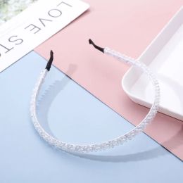 Hair Clips Barrettes Shiny Korean Fashion Hoop For Girls Beaded Head Bezel Hairband Thin Alloy Headband Women Accessories Drop Deliver Otrr9