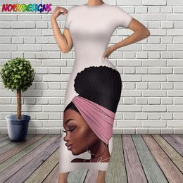 Casual Dresses NOISYDESIGNS Afro Girl Women Short Sleeves Sexy Dress American Africa Black Ladies Comfort Bodycon O-Neck Elegant Vestidos