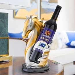 Sculptures Horse Wine Rack Animal Resin Figurines Interior Bottle Holder Storage Ornaments Home Living Room Tabletop Sculpture Decorations