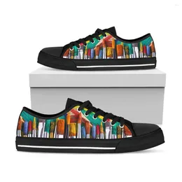 Casual Shoes BKQU Watercolour Teacher Art Vulcanised Fashion 2024 Summer 3D Print Canvas Women Sneakers Black Whit Flats