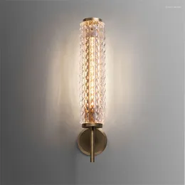 Wall Lamps All Copper Light Luxury Crystal Glass Bedroom Living Room Staircase Aisle Designer El Sconces Lights