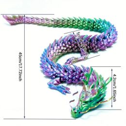 Miniatures 45CM Chinese Dragon Flexible Realistic Made Ornament Toy Model 3D Printed Articulated Dragon Home Office Decoration Kids Gifts