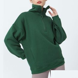Yoga Outfit Ll Women Thick Jacket Sweatshirt For Autumn Suit Ladies Gym Workout Coat Half Zipper Fleece Loose Plover Lw031 Drop Delive Otqox