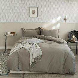 Bedding Sets 2024 Est Long-staple Cotton Four-piece Bed Linen Plain Color Simple Nordic Style Gray