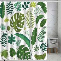 Shower Curtains Quick-drying Curtain Polyester Fabric Exquisite Plant Print Waterproof For A
