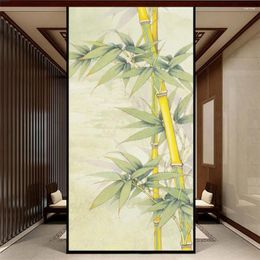 Window Stickers Privacy Glass Film Sun Blocking Static Frosted Flim Bamboo Pattern Glue-Free Bathroom Door Sticker