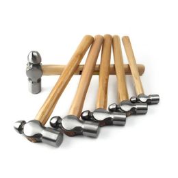Highcarbon Steel Round Hammer Ball Pein Nipple Hardware Tool Household with Wood Handle 05P 1P 15P 2P 25P 3P 240322