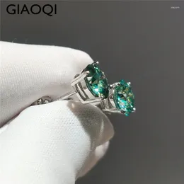 Stud Earrings GIAOQI Original 925 Silver Diamond Past Total 1-4 Carat Round Brilliant Cut Green Moissanite For Women