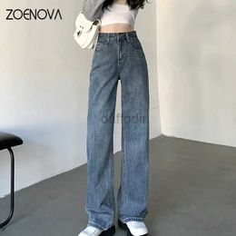 Women's Jeans ZOENOVA High Waisted Jeans Y2K Fashion Women Clothing Blue Black Straight Leg Denim Pants Trousers Mom Jean Baggy Trousers Tall 24328