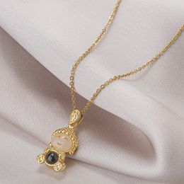 New retro explosion heart meridian projection Buddha necklace women's gold luxury gold jade collar bone chain choker