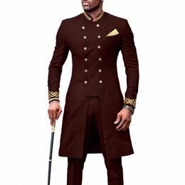 suit For Men Classic Groom 2pcs Office Double Breasted Tuxedo For Wedding Male Design Set Blazer Pants Formal Party Busin e4hh#