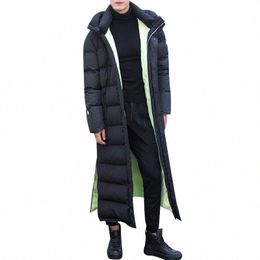 men Winter Navy Parkas Hooded Hat Detachable Collar Thick Coat Zipper X Lg Jacket Warm Snow Wear Overcoat Patchwork Design F8Dc#