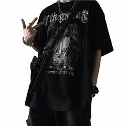 t Shirt for Men Dark Cross Print T-shirts Men Gothic Fi Casual Oversized Harajuku Hip Hop Short Sleeve Tees Men Baggy Tops K0LM#