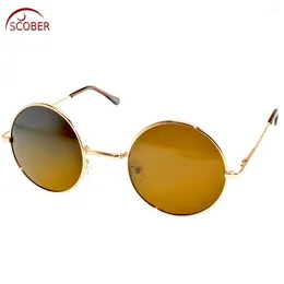 Sunglasses 2024 Promotion Retro Vintage Round Men Polarised Sun Glasses Custom Made Myopia Minus Prescription Lens -1 To -6