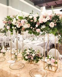 Party Decoration Wholesale Modern Flower Stand Metal Floral Pedestal For Wedding Centrepieces Square Pillar Vases