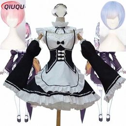 anime Re:zero Kara Hajimeru Isekai Seikatsu Life In a Different World Ram Rem Cosplay Costume Wigs Maid Dr Halen Costume T0FQ#