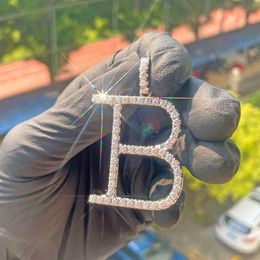 Custom 14K Solid Gold B With D Colour Moissanite Diamond Letter Pendant For Necklace