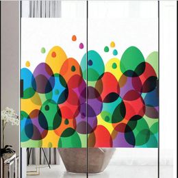 Window Stickers Privacy Glass Filme Colourful Bubbles Frosted Decal Sun Blocking Glue-Free Static Film For Home Decoration