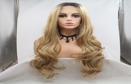 Aohai natural lace front wig with ombre blonde full end heat resistent Fibre 24 inches long cheap small lace synthetic hair replac3570484