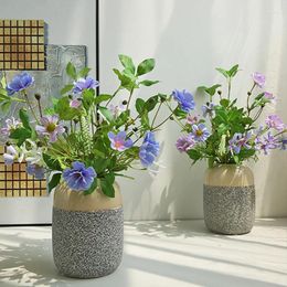 Decorative Flowers Artificial Flower Spray Fake Bouquet Green Leaves Pographic Props Diy Arrangement Pot Desk Ornaments