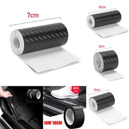 Upgrade 10m 3D Carbon Fibre Sticker Car Door Sill Bumper Protector Strip DIY Paste Rearview Mirror Anti Scratch Film Protection Stickers