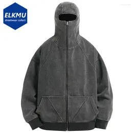 Men's Hoodies Streetwear Hoodie Vintage Zipper Coat Harajuku Oversized Hip Hop Men Mask Hooded Sweatshirts