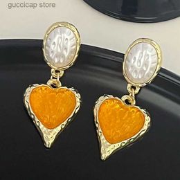 Charm Pleated Oval Love Earrings for Women Korea High-grade Light Luxury Earrings Drop Baroque Fashion Jewellery Wholesale Y240328