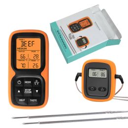 Gauges Kitchen double probe remote food thermometer wireless barbecue temperature counting display alarm oven barbecue thermometer