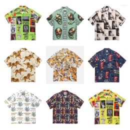 Men's T Shirts WACKO MARIA Shirt T-shirt High Quality 1:1 Vintage Print Hawaii Travel Beach Mens Womens Loose With Tags