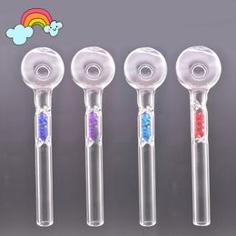 Wholesale USA Popular Smoking hand straw pipe Thick heady Lovely 12cm Colorful Diamond glass oil burner pipes for gril friend