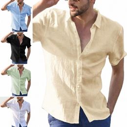 mens Linen Shirts White Short Sleeve Male Shirt Blouses Solid Casual Tops Social Formal Shirts Harajuku Soccer Shirt Man Clothes c9ya#