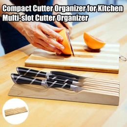 Kitchen Storage Cutter Drawer Insert Space-saving Tray Wooden Organiser For Home Chefs Cutlery