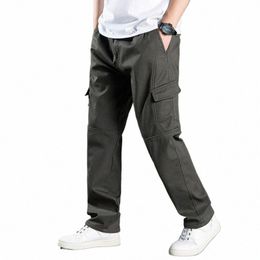 big size 6XL 130kg Large Size Autumn Winter Men Cargo Pants Fleece m Cott Pocket Loose Casual Safari Style Pants 68 70 74 463j#