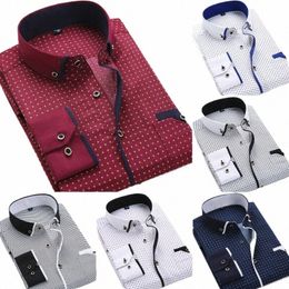 2023 Men Casual Lg Sleeved Printed Shirts Slim Fit Male Social Busin Dr Shirt Brand Men Clothing Camisas Para Hombre m4GP#