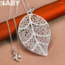 Pendants URBABY 925 Sterling Silver 16-30 Inch Chain Leaf Pendant Necklace For Women Men Wedding Engagement Party Charms Jewellery Gifts