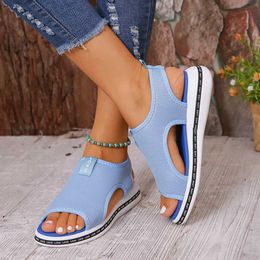 Sandals Womens Elastic Knitted Casual 2023 Summer Wedge Platform Beach Sports Plus Size 43 Jer H240328UYPL