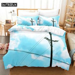 Bedding Sets 3PCS Blue Sky Home Bedclothes Super King Cover Pillowcase Comforter Textiles Set