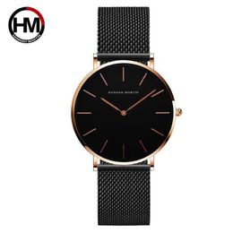 36mm Arrival Rose Gold Black Simple Bauhaus Design Japan Quartz Ladies Stainless Steel Ultra Thin Waterproof Women Watches 210527239g