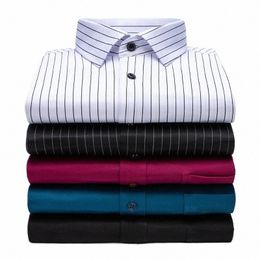 2023 Men Busin Office Lg Sleeve Standard Stretch Casual Shirts Classic Stretchy Silky N-ir Dr Shirt Pocketl T2uh#