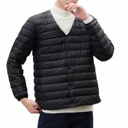 men Round Neck Packable Ultra Light Weight Short Down Jacket Jacket Work for Men 70I5#