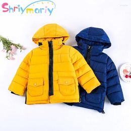 Down Coat Shriymariy Children Winter Cotton Jacket Long Warm Hoodied Boys Girls Kids Clothing Toddler Baby Outfits