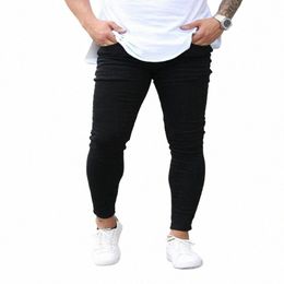 elastic Waist Skinny Jeans Men Black Busin Casual Streetwear Jogger Pants Mens Jeans Biker Slim Man Fi Denim Trousers 24vc#