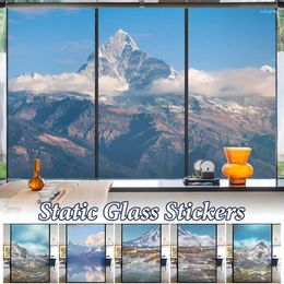 Window Stickers Sky Artistic Glass Sticker Static Cling Privacy Film Mountain Landscape Painting Frosted Home Decor