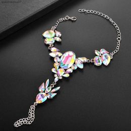 Anklets Punk Crystal Jewel Anklet Womens Barefoot Ankle Toes Womens Legs Anklet Designer Luxury Womens Rhinestone Chain Summer Beach JewelryL2403