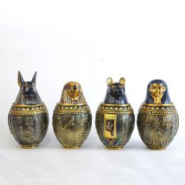 Sculptures Egyptian God Pet Ashes Box Decoration Kanopic Can Ornaments Home Decor Anubis Pharaoh Storage Tank Sculpture Statue Figure