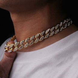Hip Hop Bling Fashion Chains Jewellery Mens Gold Silver Miami Cuban Link Chain Necklaces Diamond Iced Out Chian Necklaces296O