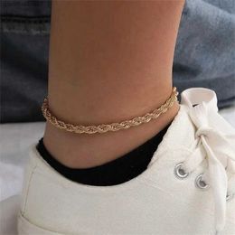 Anklets Stainless steel rope chain ankle bracelet suitable for women pure gold 3mm 4mm bracelet leg accessories fashionable womens Jewellery XC049L2403