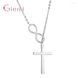 Pendants Fashion 925 Sterling Silver Infinity Cross Pendant Necklaces For Women Clavicle Chain Choker Necklace Jewellery Supplies